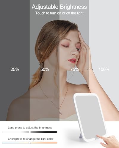 Relavel LED Makeup Mirror Replacement for Cosmetic Bags, 3-Color Light