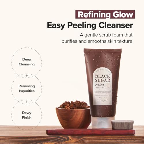 SKINFOOD Black Sugar Perfect Scrub Foam 180g - Exfoliating Cleanser