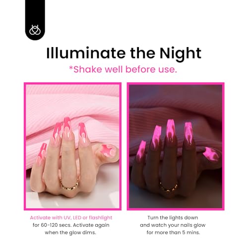 Beetles Glow Pink Gel Nail Polish - Luminous Pink 15ml