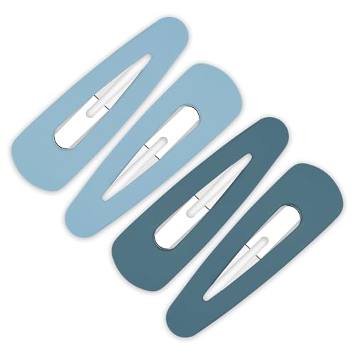 Motroce 4 Pack Blue Large 3.5in Matte Acrylic Snap Hair Clips for Women & Girls - 9 cm