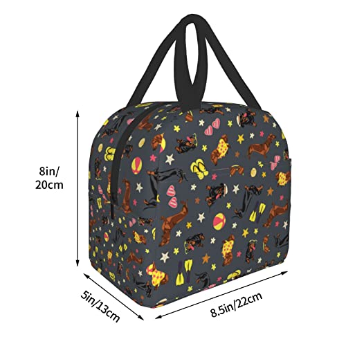 Dachshund Portable Lunch Tote Bag - Insulated & Reusable for Work, Travel, Picnic