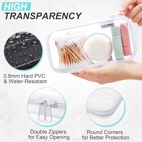 Hoolerry Clear Hard Zipper Case Pouch Set of 3, White, S