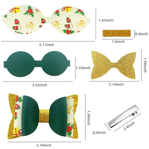 AOUXSEEM Christmas Faux Leather Hair Bows DIY Kit - 24 Set with Clips