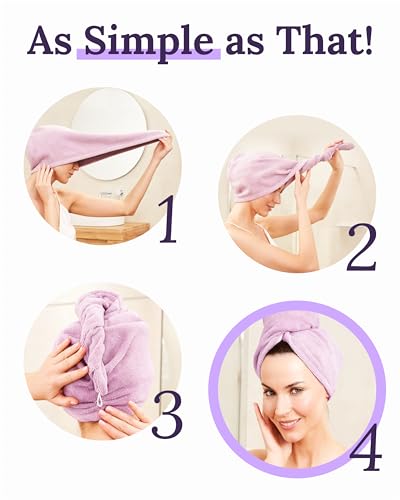 Keranique Microfiber Hair Towel Wrap – Quick Dry Turban for All Hair Types (Large)