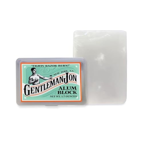 Gentleman Jon 3.7 Ounce Alum Block in Plastic Case - Upgrade Your Shave - Soothing Aftershave Solution for Shaving Razor Burn Relief - Travel Friendly Durable Plastic Case Included, Aftershave for Men