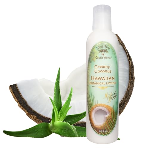 Island Soap & Candle Works Botanical Coconut Body Lotion 8.5 Fl Oz - Hydrating Hawaiian Moisturizer