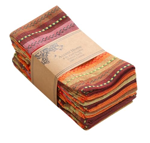 Salsa Stripe Cotton Napkin Set of 6 - 18x18 inch Multicolor Dinner Napkins