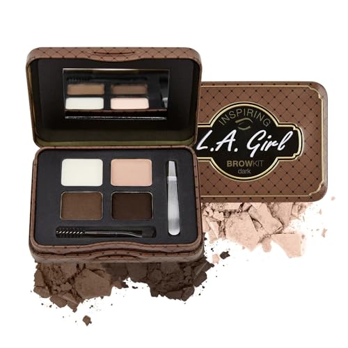 L.A. Girl Inspiring Brow Kit - Dark & Defined with Wax, Powder, Tweezers & Brush