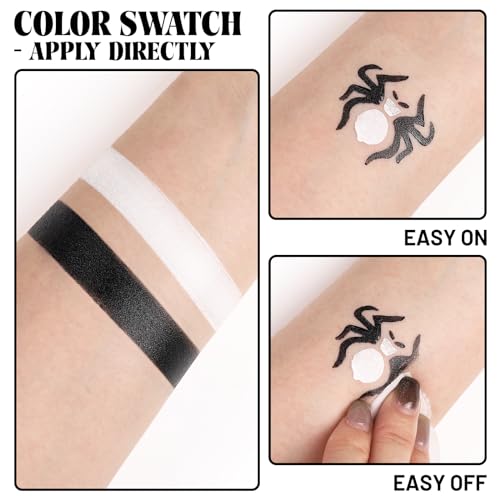 BOBISUKA Skeleton Face Paint Kit for Kids & Adults - Halloween Makeup Set