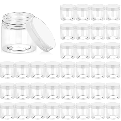 Eternal Moment 36 Pack 2 oz Clear Plastic Cosmetic Jars with Airtight Lids