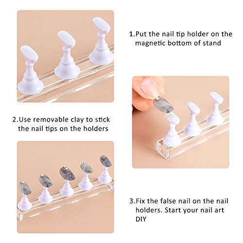 Blulu White Magnetic Nail Practice Stand Set for Manicure & Display