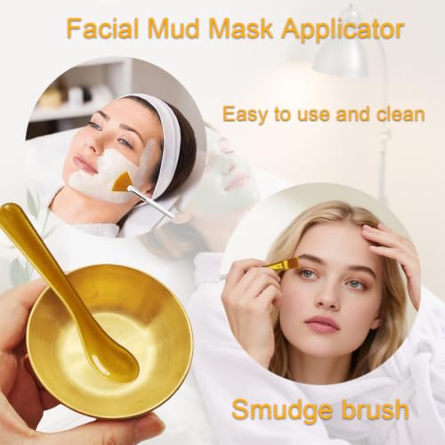 Large Esthetician Facial Supplies Kit with Gold Bowls & Brushes - DIY Face Mask Set