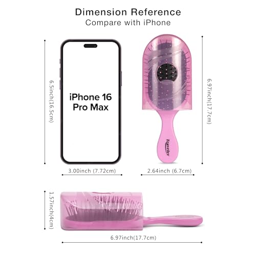 NuWay Traveler Detangling Hair Brush - Compact Petal Pink Travel Brush