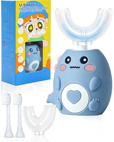 Kids Sonic U-Shaped Toothbrush with 4 Heads & 3 Modes - Blue