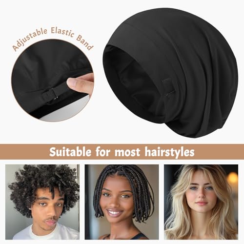 DEMAZALO Solid 3Pcs Silk Satin Bonnet for Sleeping Hair
