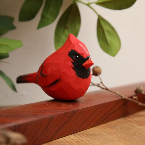 Handcrafted Red Cardinal Figurine – Eco-Friendly Wooden Bird Decor