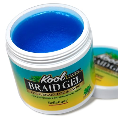 BELLATIQUE KOOL Braiding Gel 15 oz - Max Hold for LOC & Twist, No Flaking, High Shine, Fast Drying, Long Lasting (Pack of 1)
