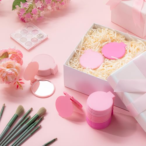 Amyhill Pink Compact Mirrors Bulk 12 Pack - Small Folding Travel Vanity Gift
