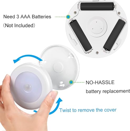 AMIR Motion Sensor LED Night Light - Cordless & Battery Powered, Warm White, Pack of 6