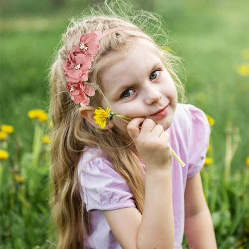 Dizila Floral Headbands for Girls - 5 Pack Flower Hair Bands