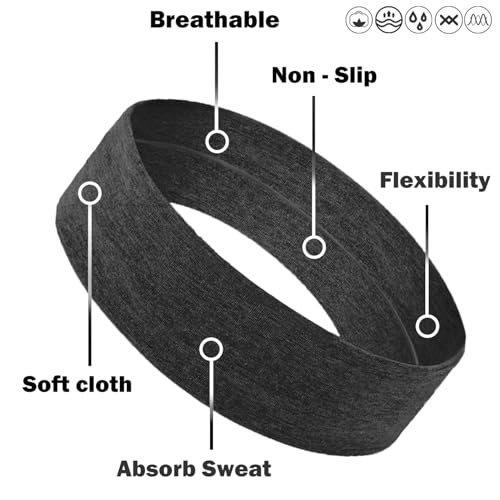 IVARYSS Non-Slip Workout Headbands for Women - 6 Pack Black