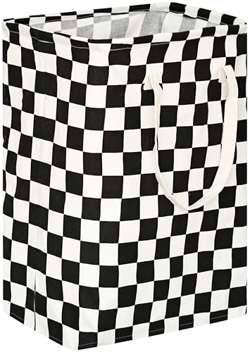 Checkered Laundry Basket - Foldable Kids Hamper & Storage Bin