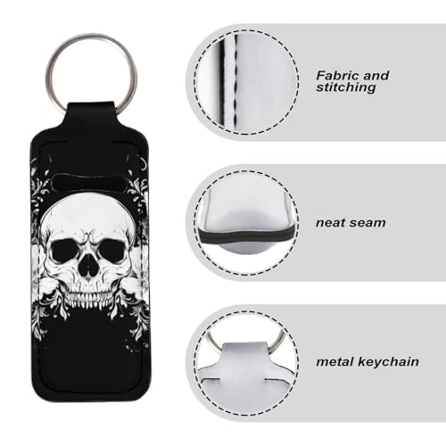 Baxinh Skull Black Lip Balm Keychain Holder for Women, Lipstick & Chapstick