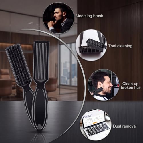 Patelai 2 Pcs Black Clipper Cleaning Brushes for Hair Clippers & Trimmers – Non-Slip Handle