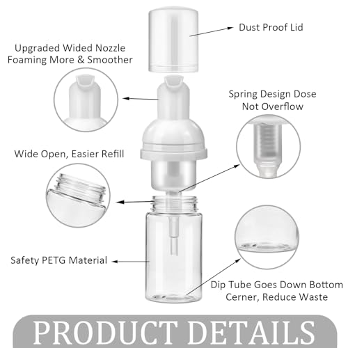 30ml Foam Pump Bottles - 24 Pack Travel Soap Dispenser
