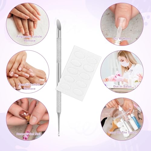 TIESOME Stainless Steel Double-Ended Nail Cuticle Pusher with Sandpaper Sheets - Manicure & Pedicure Tools
