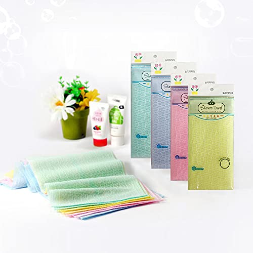 NOPIGO Premium Exfoliating Washcloth Towel 2 Colors Mint Pink Long Back Scrubber Korean Loofah Bath Sponge