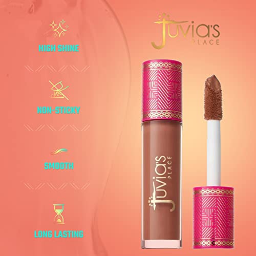 Juvia's Place Caramel Rose Lip Gloss - Hydrating, Long-Lasting, High Shine, Non-Sticky, 16 oz