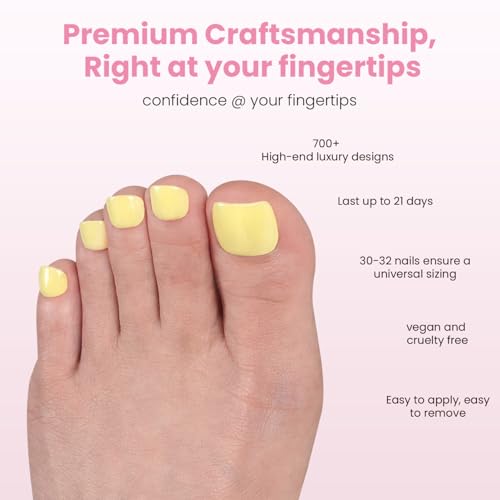 Nail Reformation Butter Yellow Press-On Toenails - Short Square Glossy