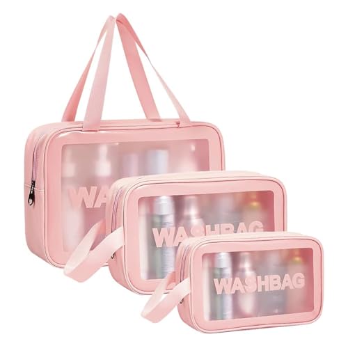 Aucuu 4-Piece Clear Toiletry Bag Set - Waterproof Travel Cosmetic Organizers