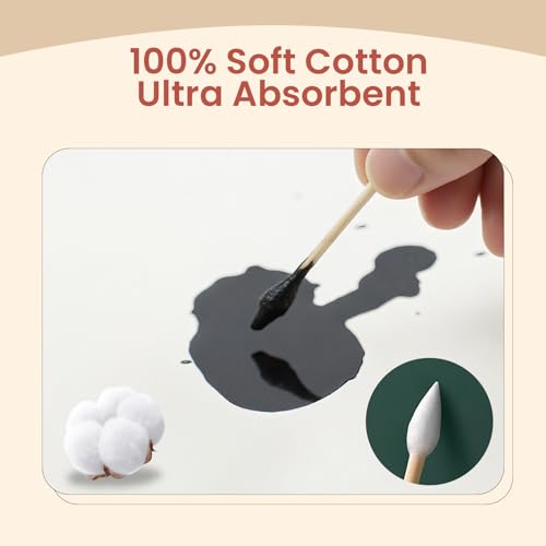 Bcowos Pointed Cotton Swabs, 1200 Count Bamboo Sticks for Precision