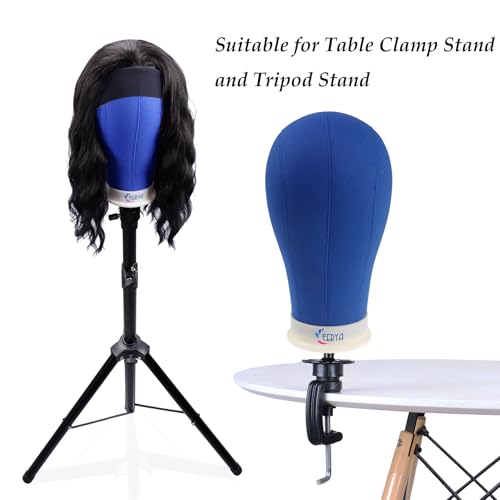 EERYA 24 Inch Canvas Wig Head Stand Set for Styling & Display