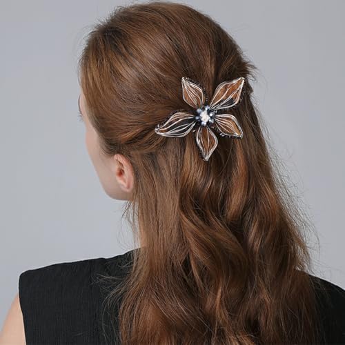 Mistofu Black Handmade Copper Wire Flower Hair Barrettes for Women & Girls