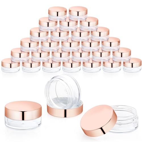 30 Pcs 5g Clear Plastic Cosmetic Jars with Rose Gold Lids
