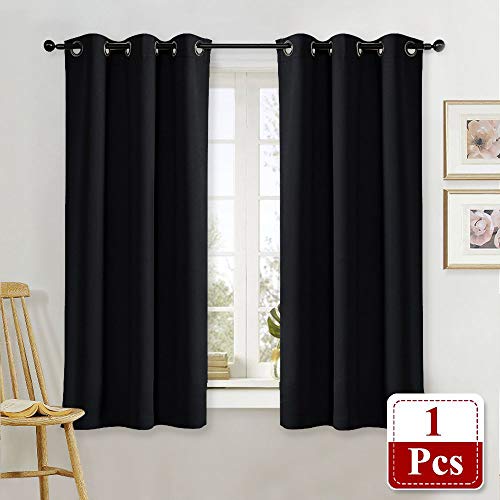 NICETOWN Blackout Curtain Panel - 42x63 Inch, Energy Efficient, Black