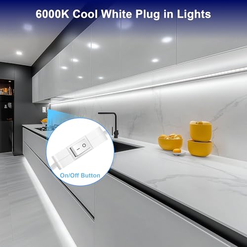 Under Cabinet LED Strip Lighting - 36in Plug-in, 6000K Cool White