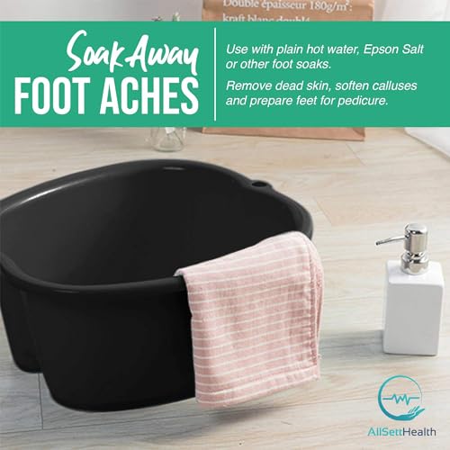 AllSett Health Black Foot Soaking Bath Basin – Extra Large Spa Tub for Home Treatment