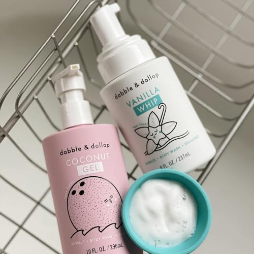 Dabble & Dollop Coconut Cream Pie 3-in-1 Kids Body Wash, Shampoo & Bubble Bath Set | Tear-Free & Hypoallergenic (Pack of 2)