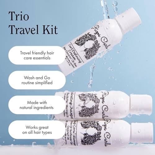 Rizos Curls 3-Piece Travel Kit: Hydrating Shampoo, Conditioner & Curl Cream