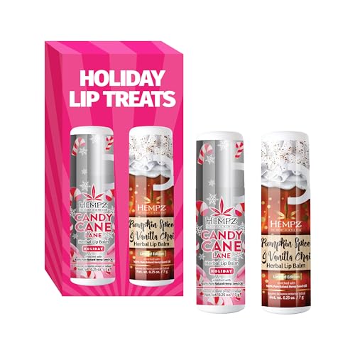 Hempz Fall Lip Balm Duo, Pumpkin Spice & Peppermint Candy, 2-Pack