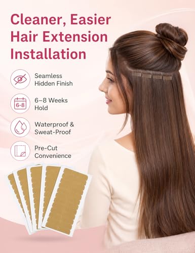 60-Pack Nude Hair Extension Tape Tabs - Precut Double-Sided Adhesive