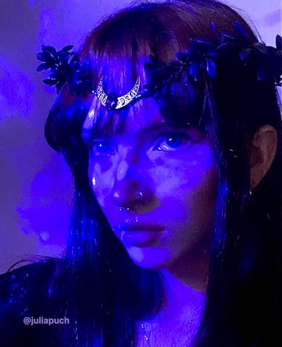 MOSTORY Handmade Black Moon Flower Crown - Gothic Elf Headpiece