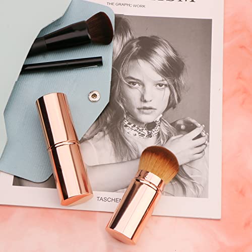 Gold UNIMEIX Retractable Makeup Brush Kabuki Blush Foundation Tool for Liquid & Powder