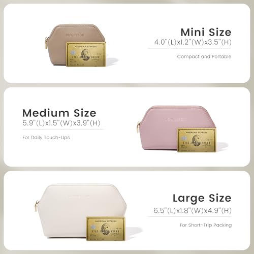 ROWNYEON Mini Vegan Leather Makeup Bag - Portable Cosmetic Pouch for Purse