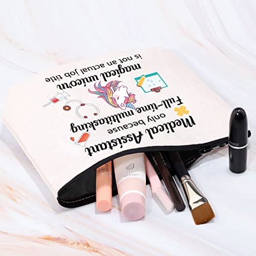 Medical Assistant Makeup Bag - Unicorn Cosmetic Pouch for Nurses & Graduates