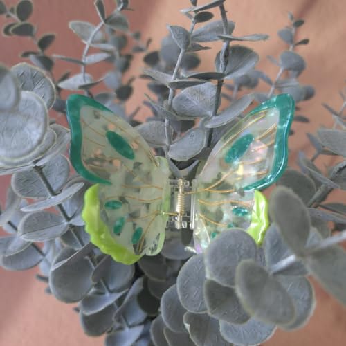 Green Acetate Butterfly Hair Claw Clip for Women - Non-Slip Fashion Hair Accessory